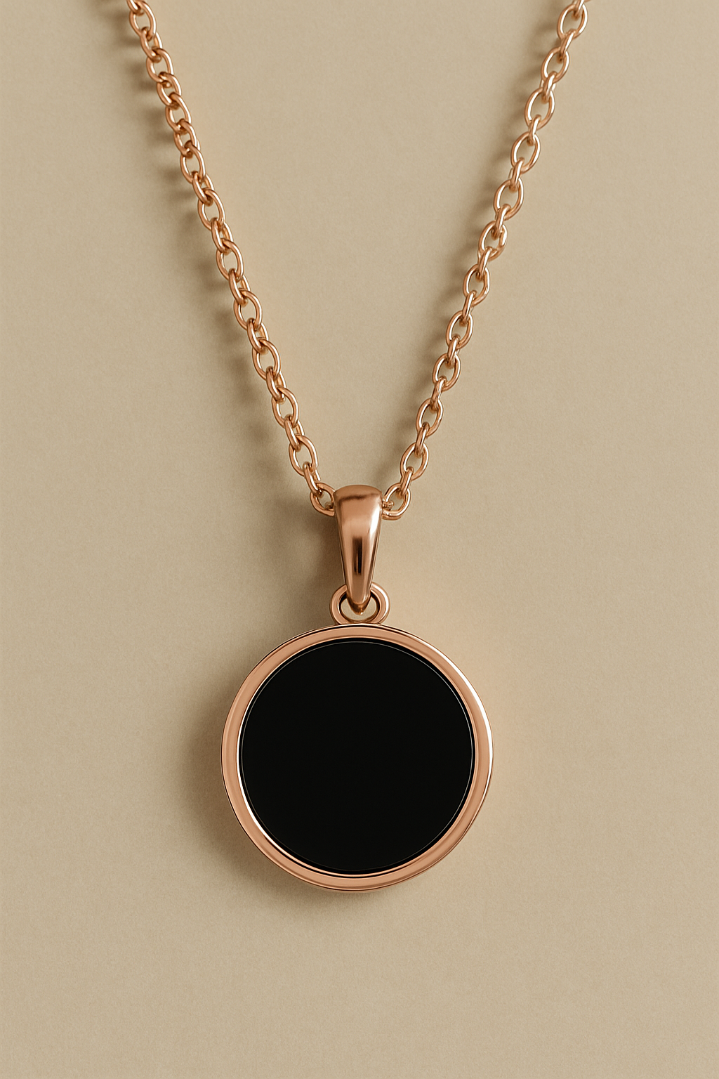 Black Round Pendant Necklace