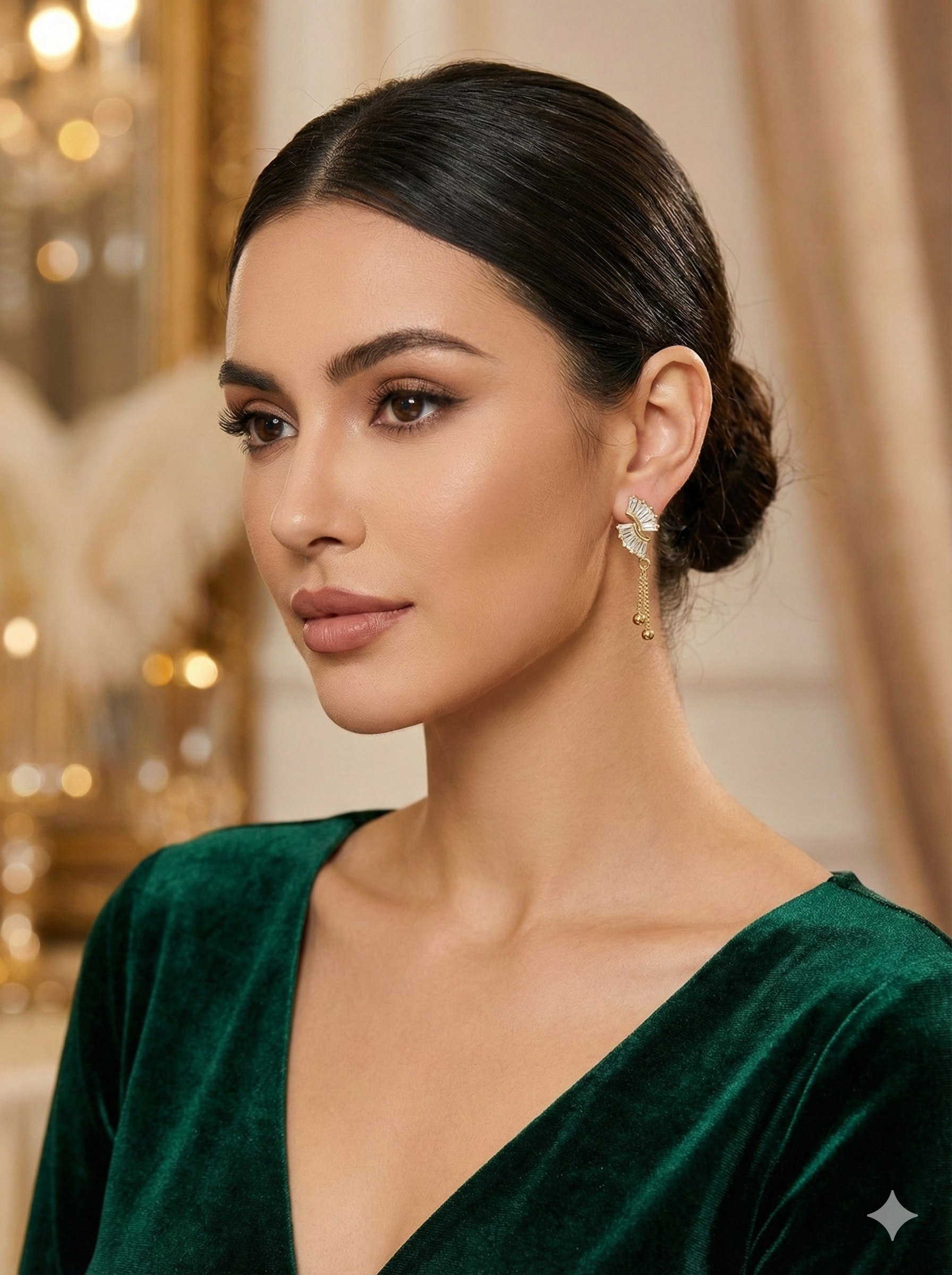 Baguette Fan Dangle Earrings