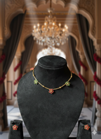 Multicolour Floral CZ Choker Set – Necklace + Earrings