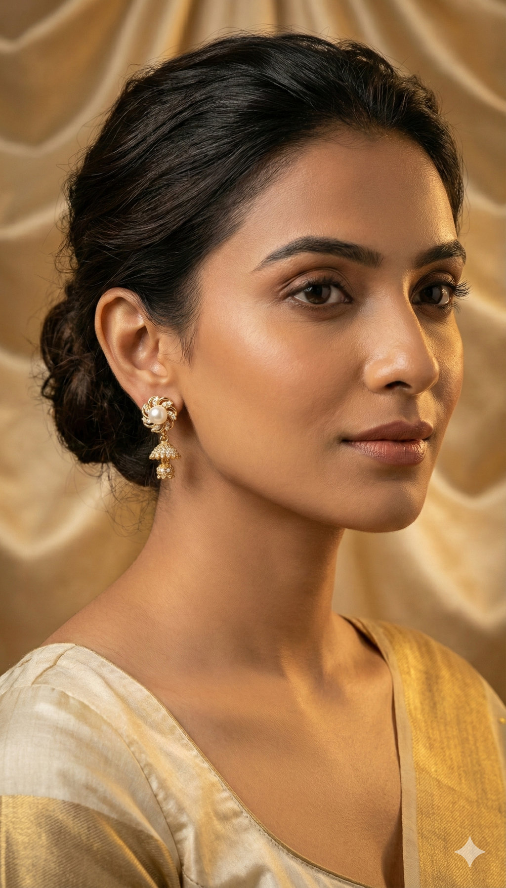 Pearl Bloom Jhumka Studs