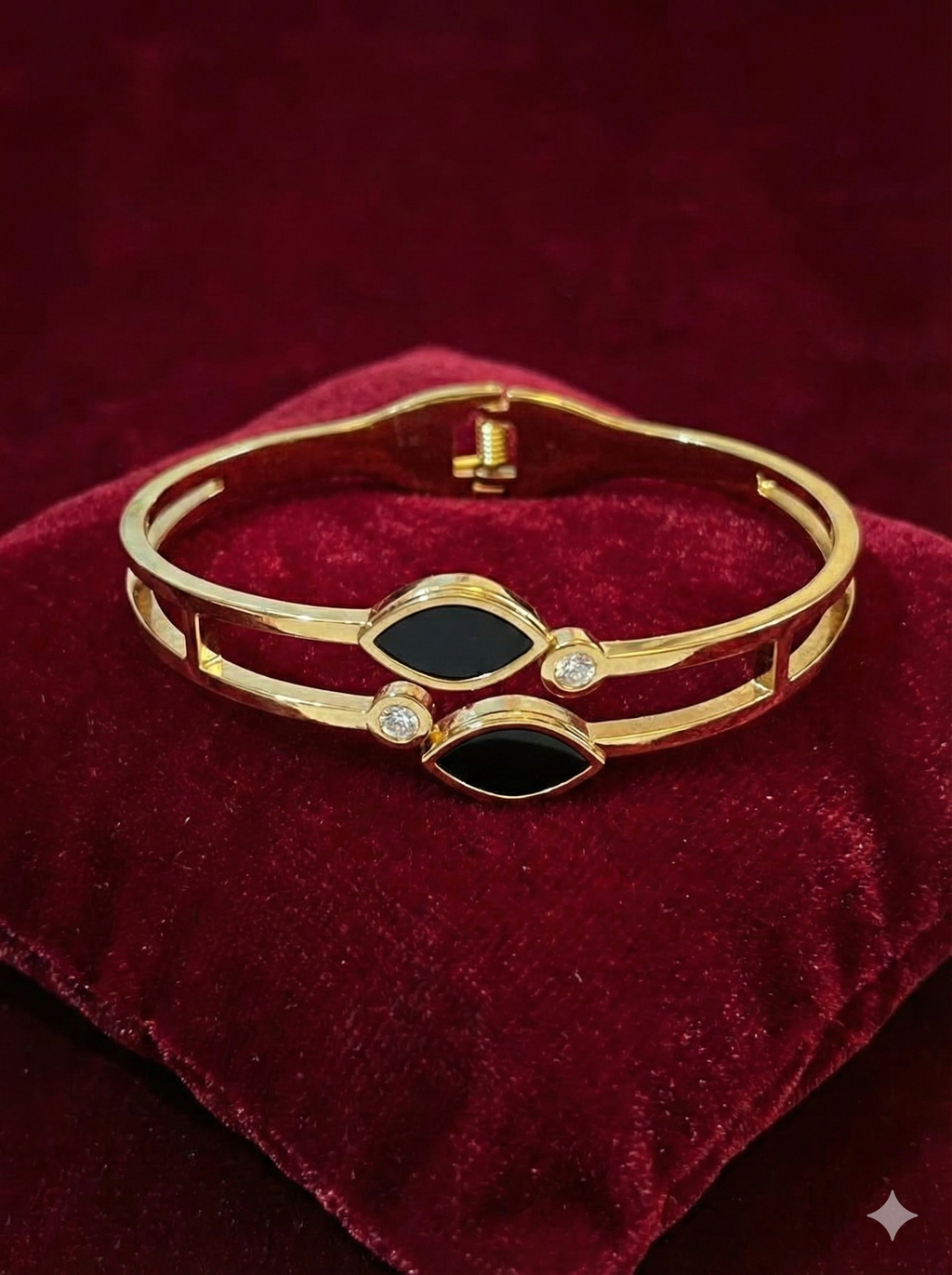 Marquise Black Enamel Oval Bangle – Hinge Lock