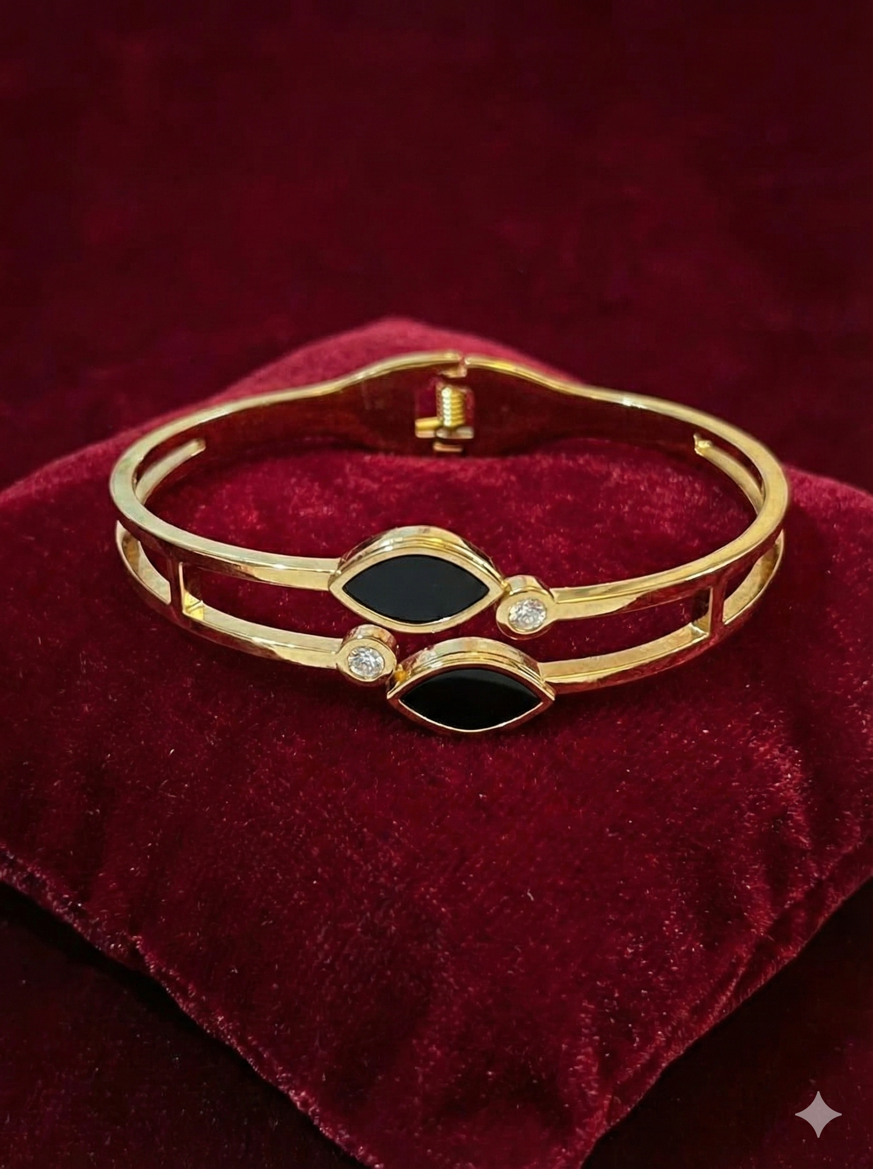 Marquise Black Enamel Oval Bangle – Hinge Lock
