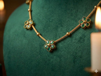 Emerald Green Floral Choker Set – Necklace + Earrings