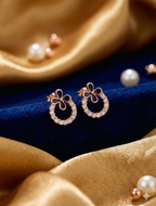 Black Floral Crystal Stud Earrings