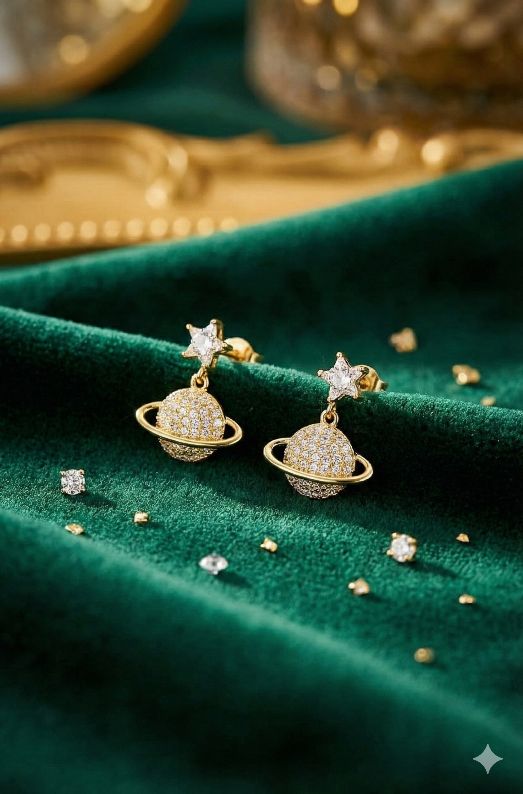 Celestial Saturn Drop Earrings