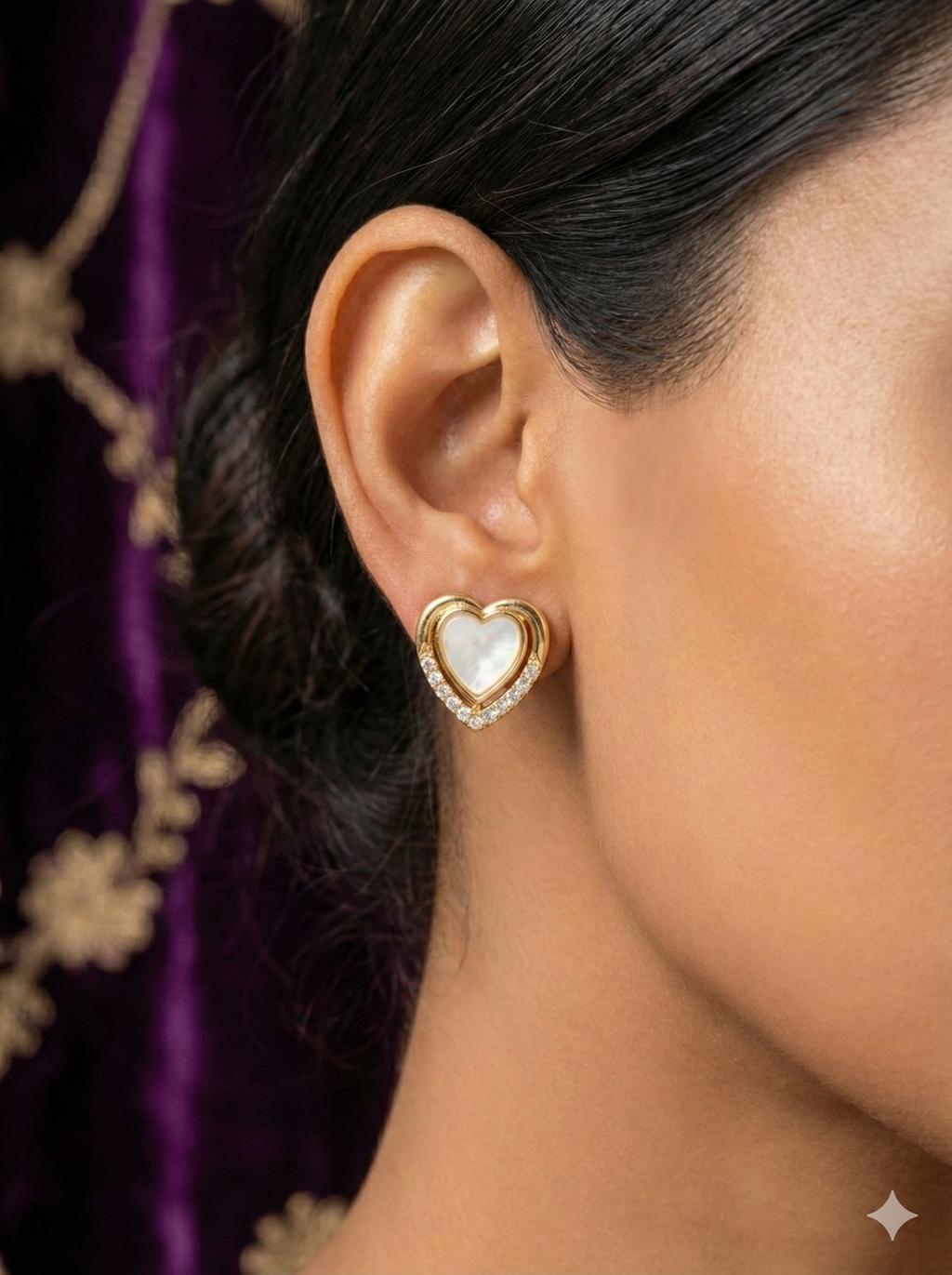 Sparkling Heart Stud Earrings