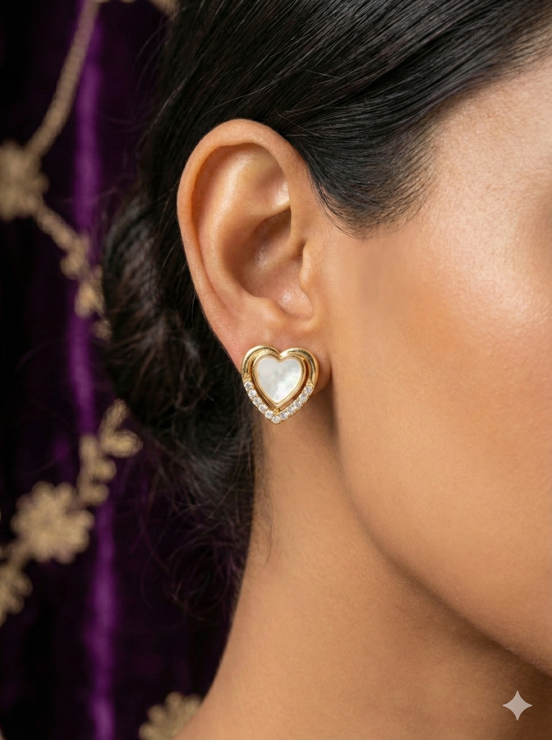 Sparkling Heart Stud Earrings