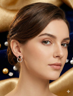 Black Star Crystal Hoop Stud Earrings