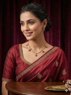 Pink Enamel Temple Necklace Set – Lightweight Traditional Design