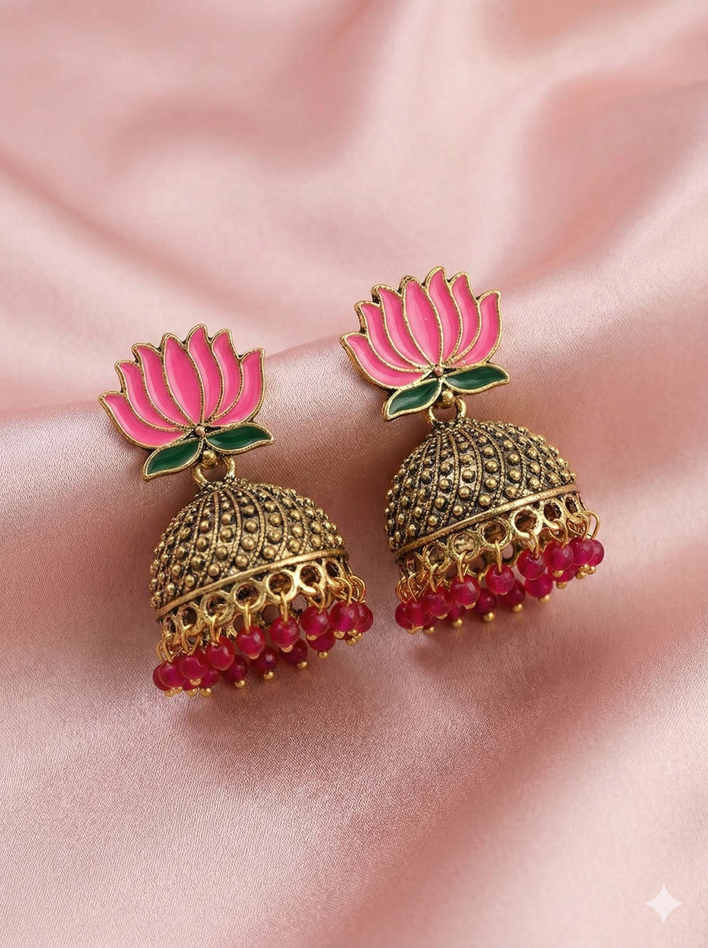 Lotus Jhumka Earrings