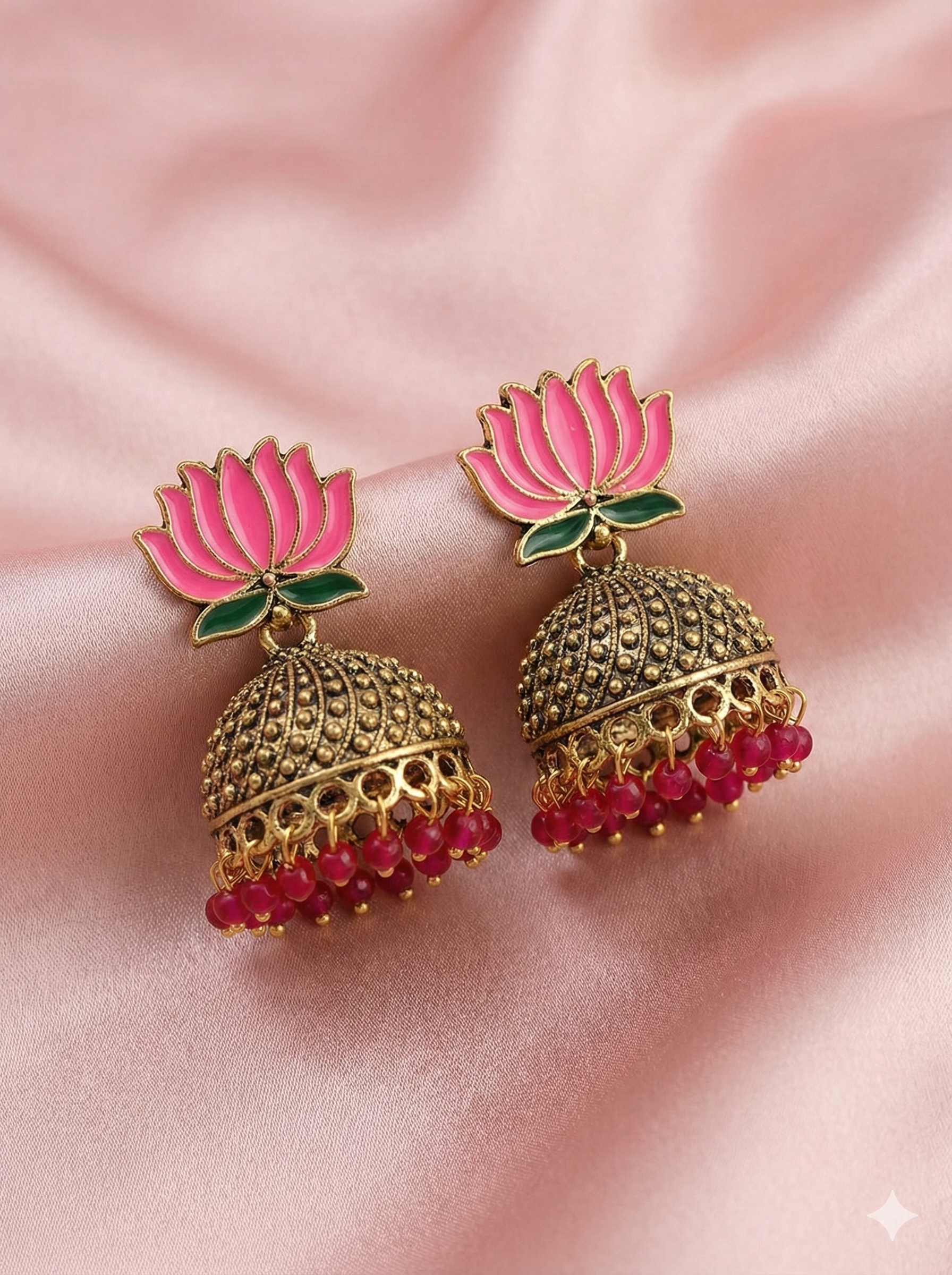 Lotus Jhumka Earrings