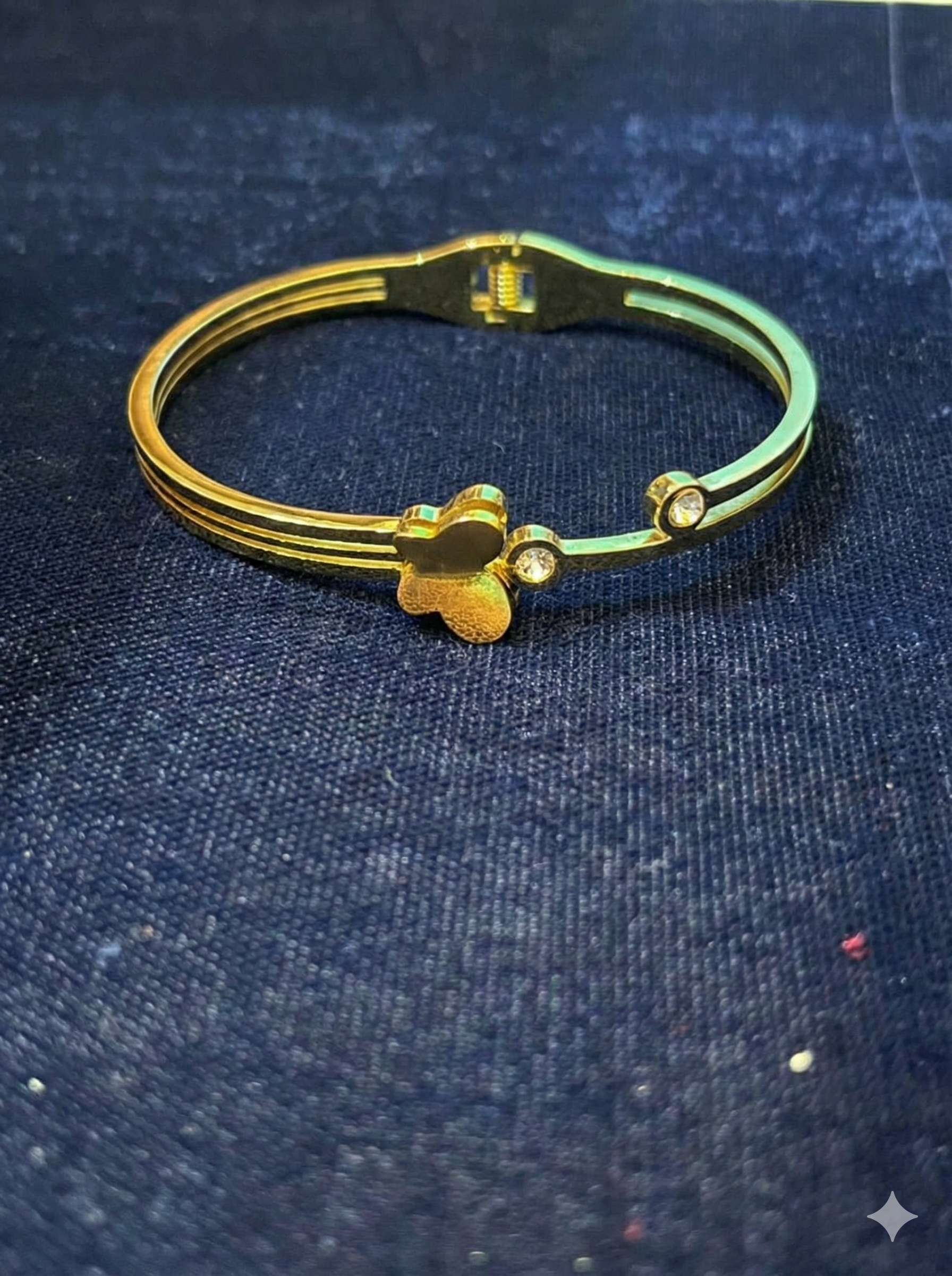 Dual Butterfly Crystal Bangle – Hinge Lock