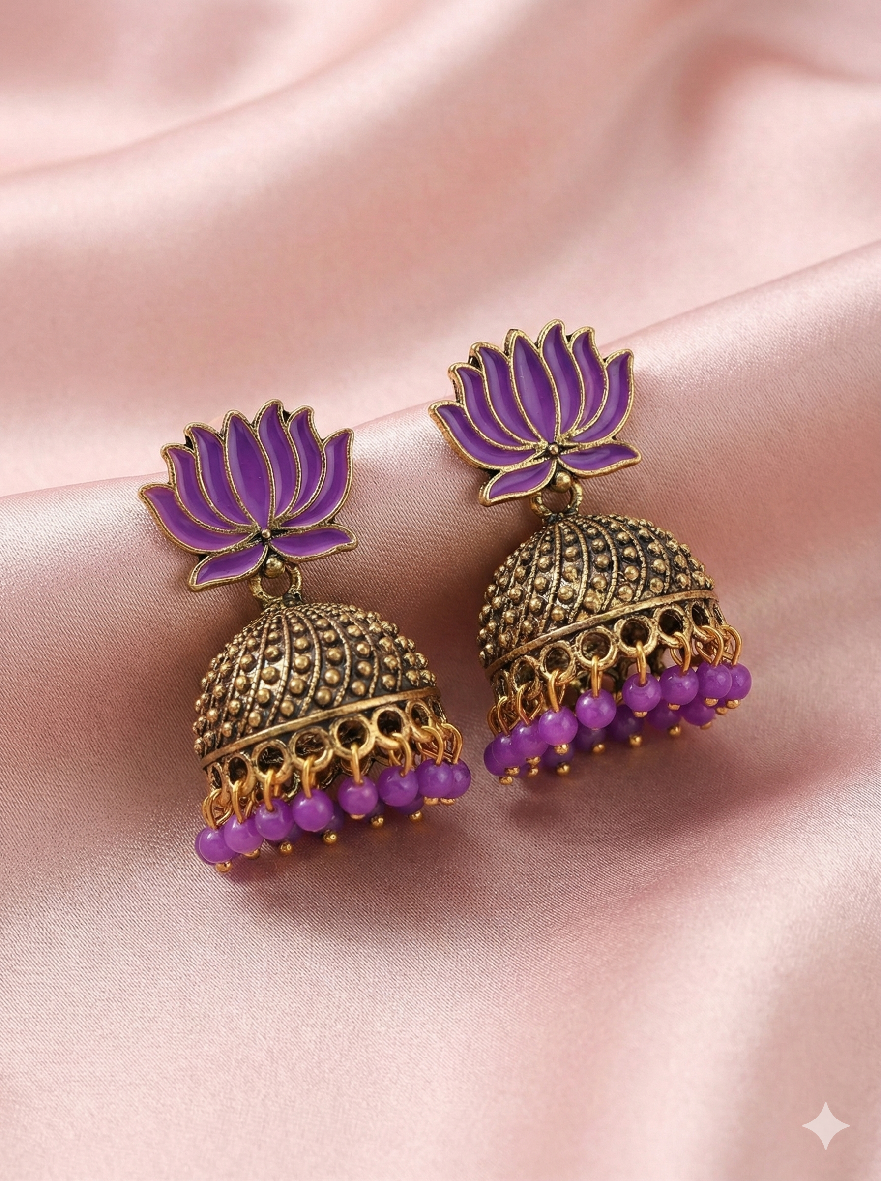 Lotus Jhumka Earrings