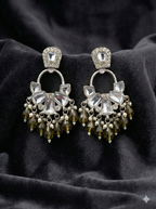 Beaded Mirror Chandbali Earrings
