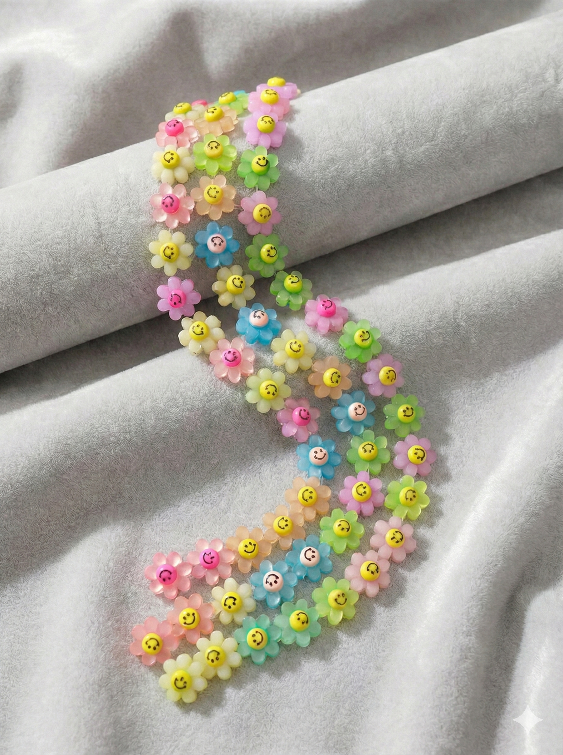 Korean Smiley Flower Stud Earrings – Set of 6 Pairs ( 6 Colors) 🌈