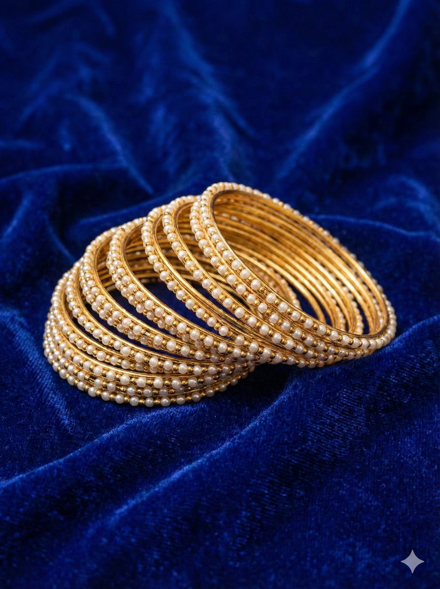 Traditional Pearl Cluster Bangles (4 Piece Set)