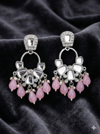 Beaded Mirror Chandbali Earrings