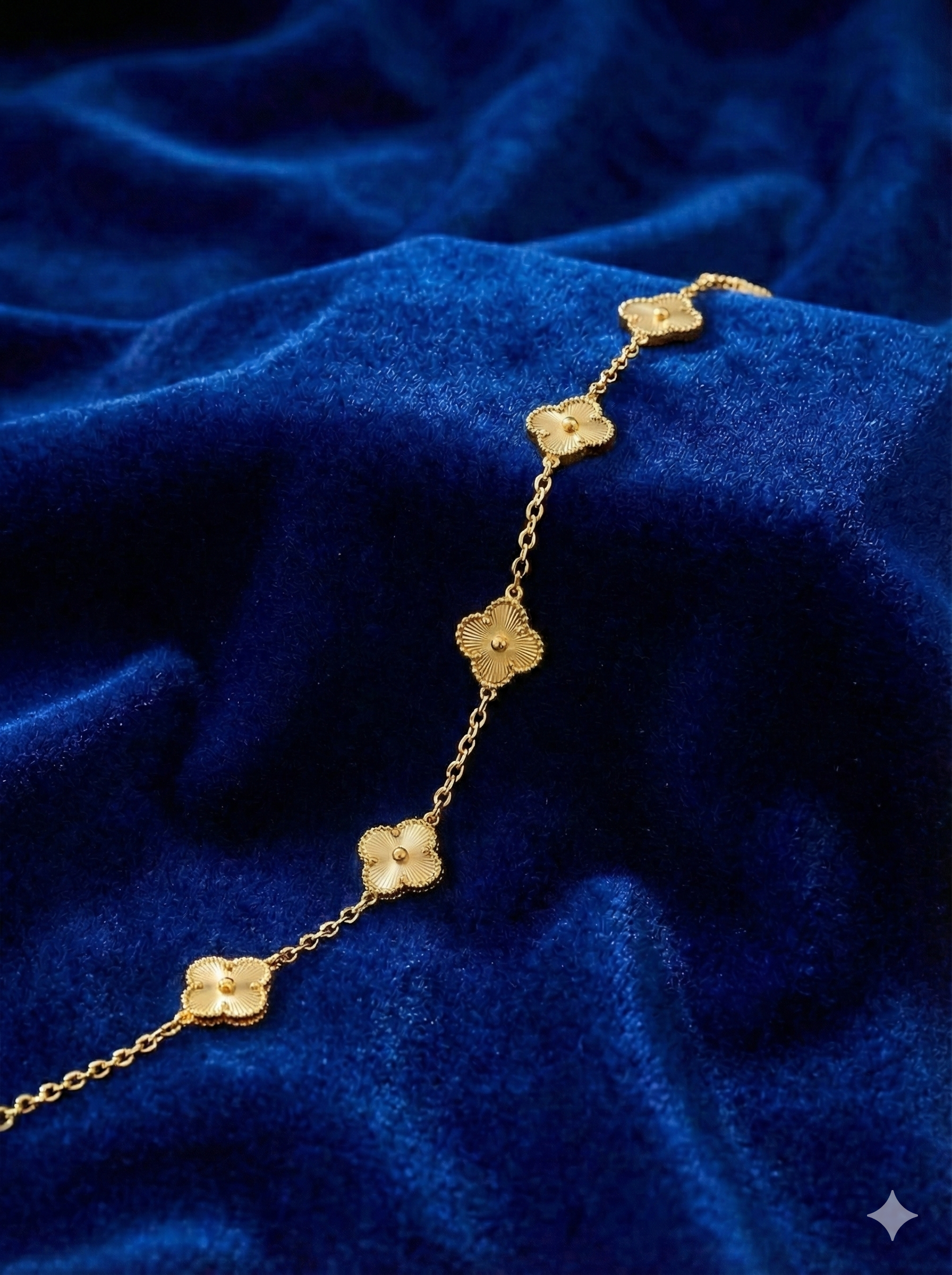 Golden Floral Charm Bracelet – Stainless Steel