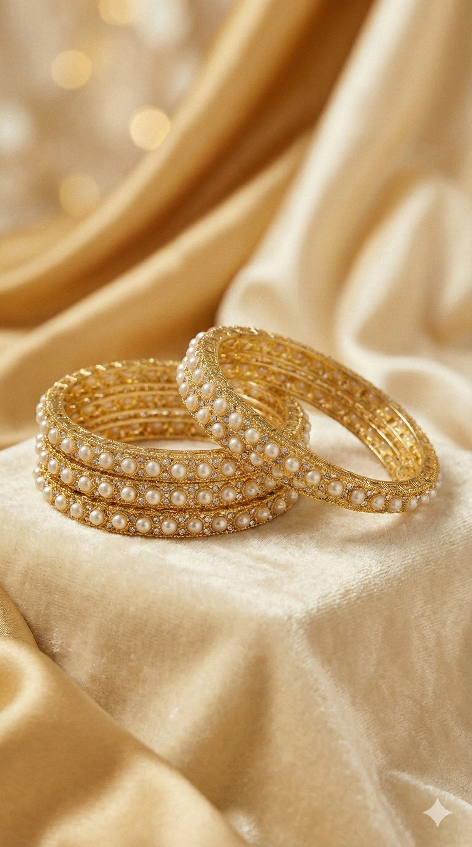 Royal Pearl Kada Bangles – Gold Plated | Pair of 2