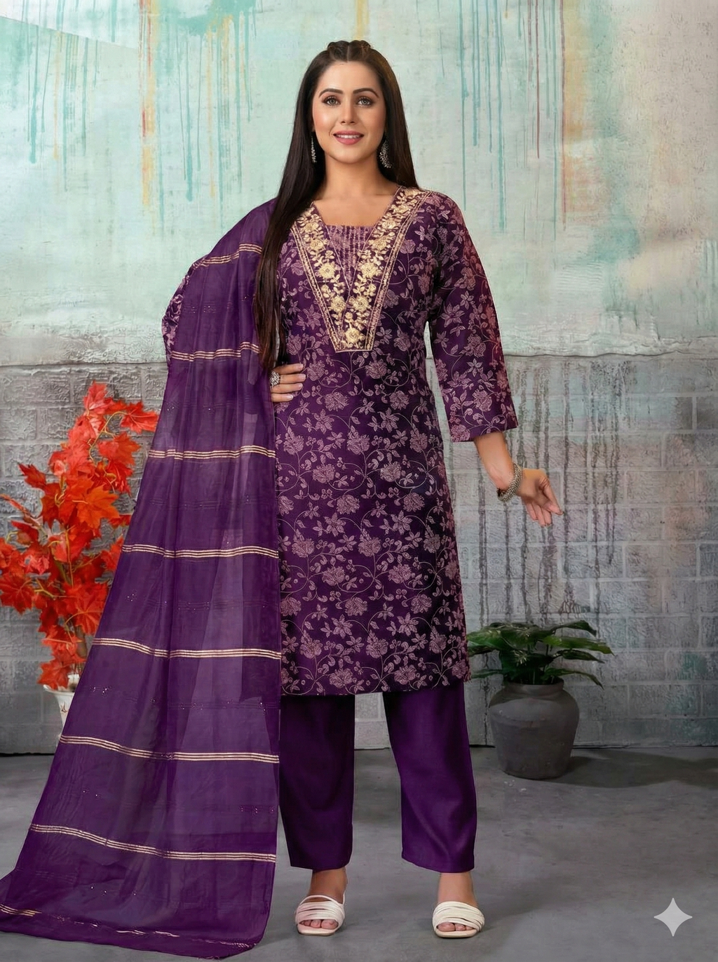Bloom Embroidered Kurti Set