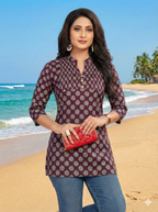 Rayon Printed Short Top – Button Style | Daily Wear