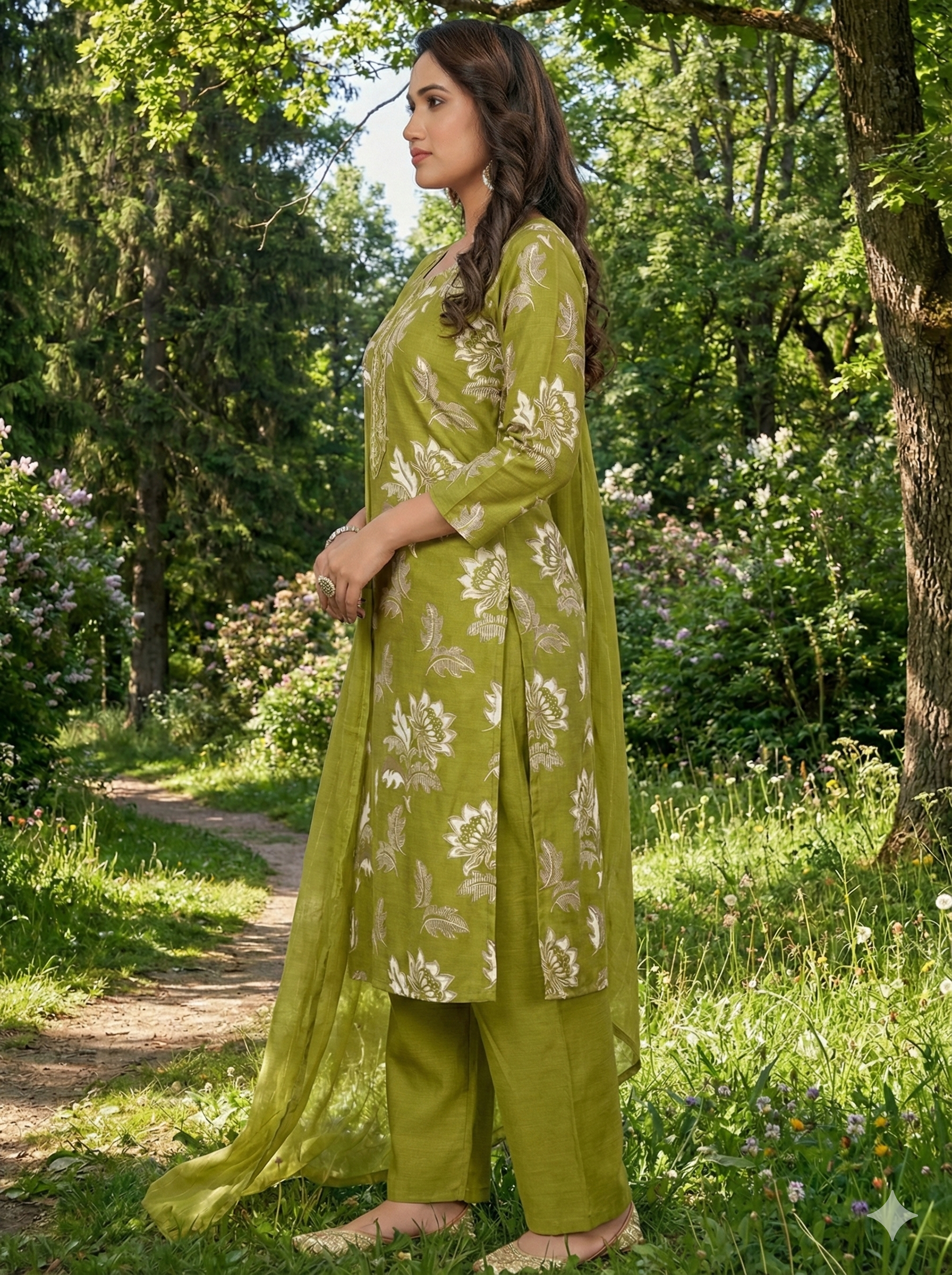 Floral Shine 3-Piece Vatican Silk Suit Set