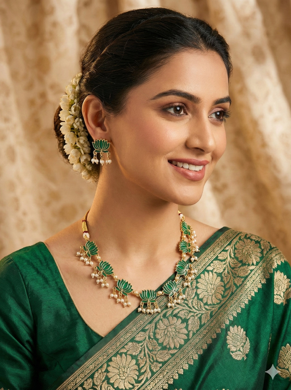 Green Lotus Enamel Charms