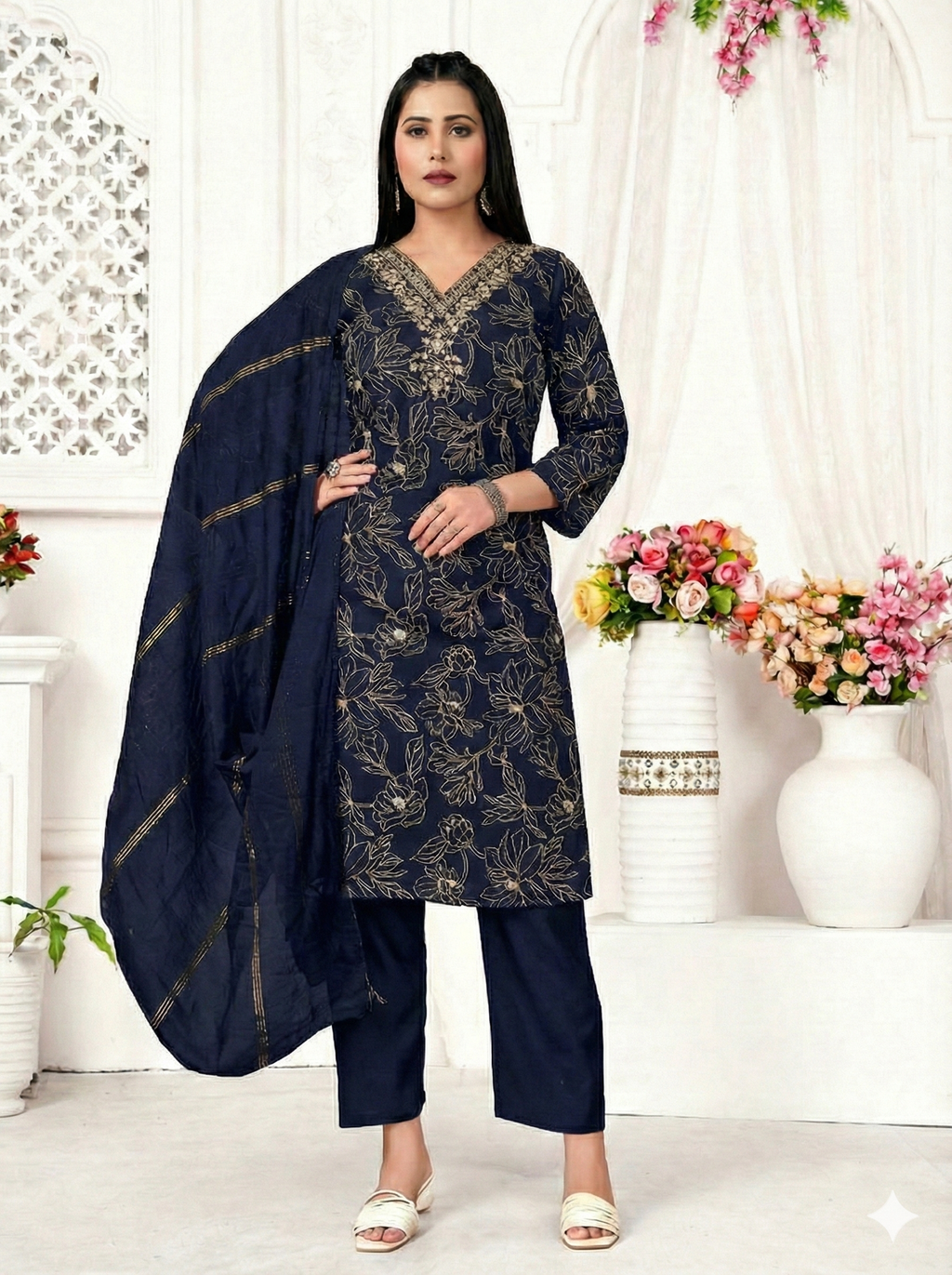 Bloom Embroidered Kurti Set