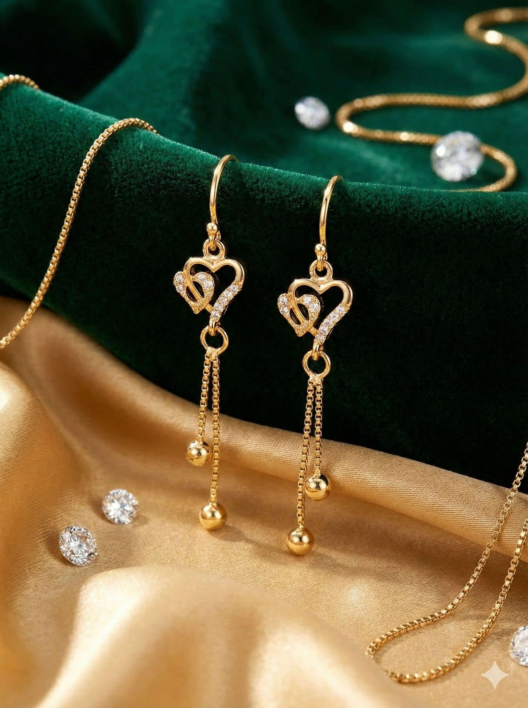 Heart Drop Dangler Earrings