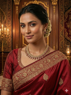 Antique Enamel Leaf Temple Choker Set – Necklace + Earrings