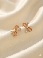 Korean Bow Charm Enamel Stud Earrings