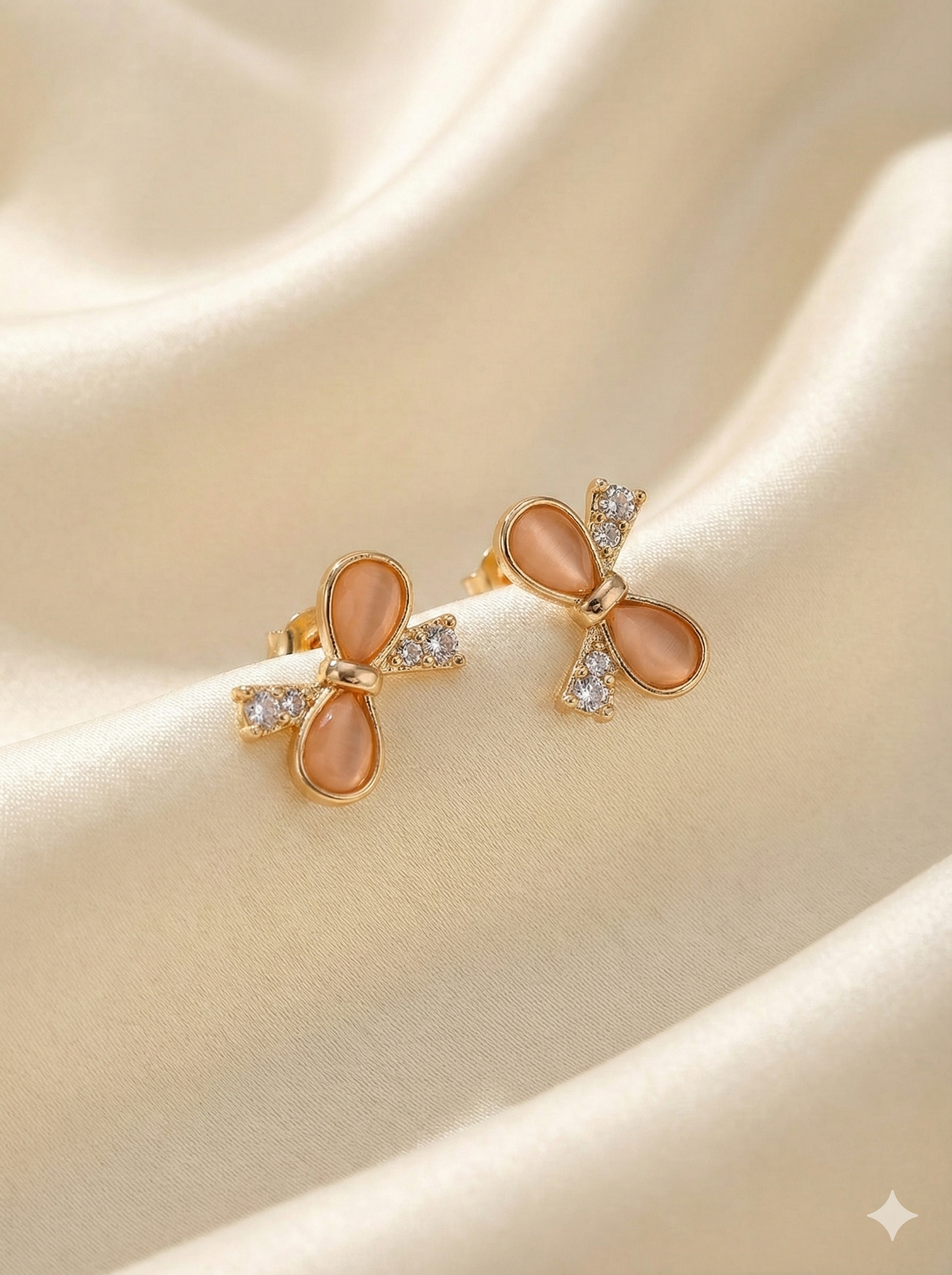 Korean Bow Charm Enamel Stud Earrings