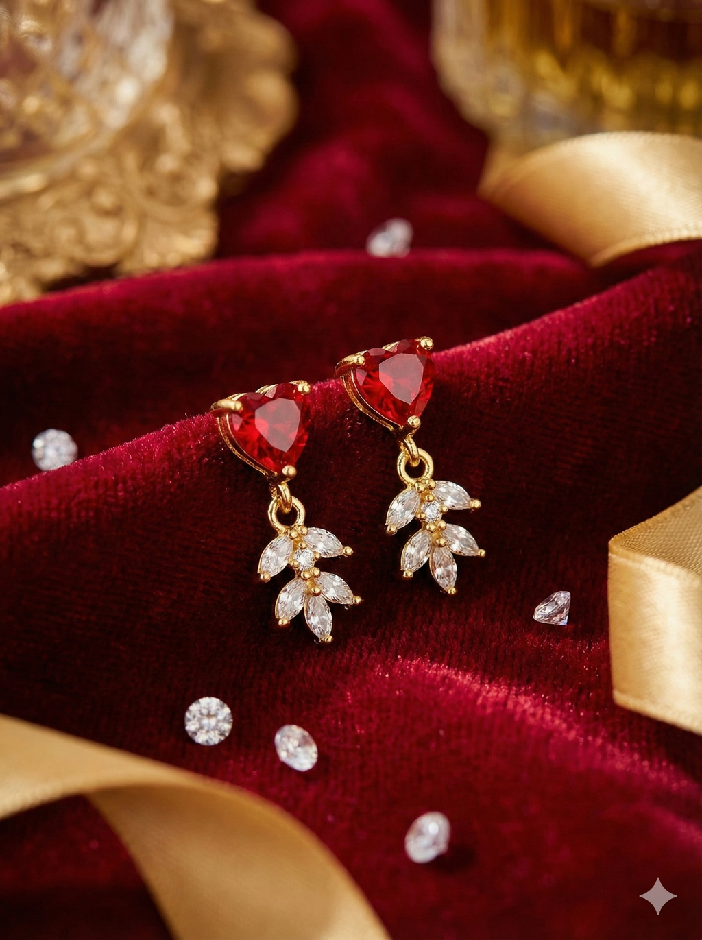 Elegant heart design with AD floral drop