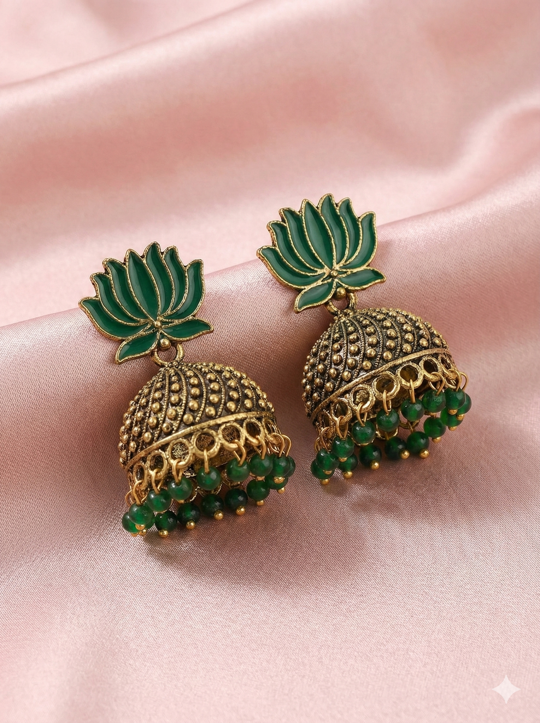 Lotus Jhumka Earrings