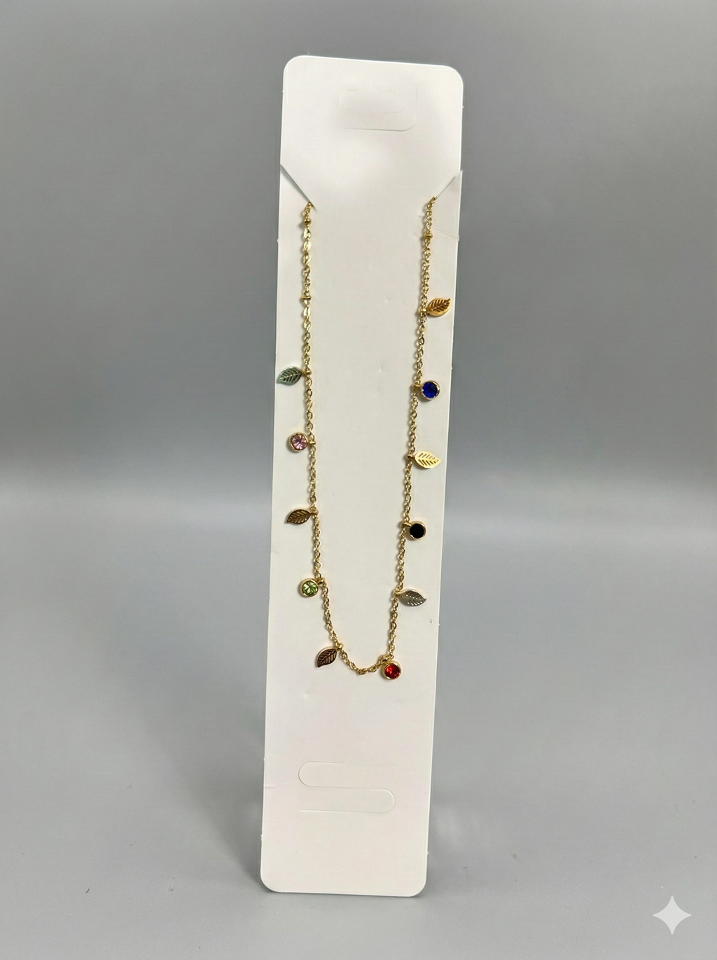 Daily Use Elegant Leaf & Gem Charm Necklace