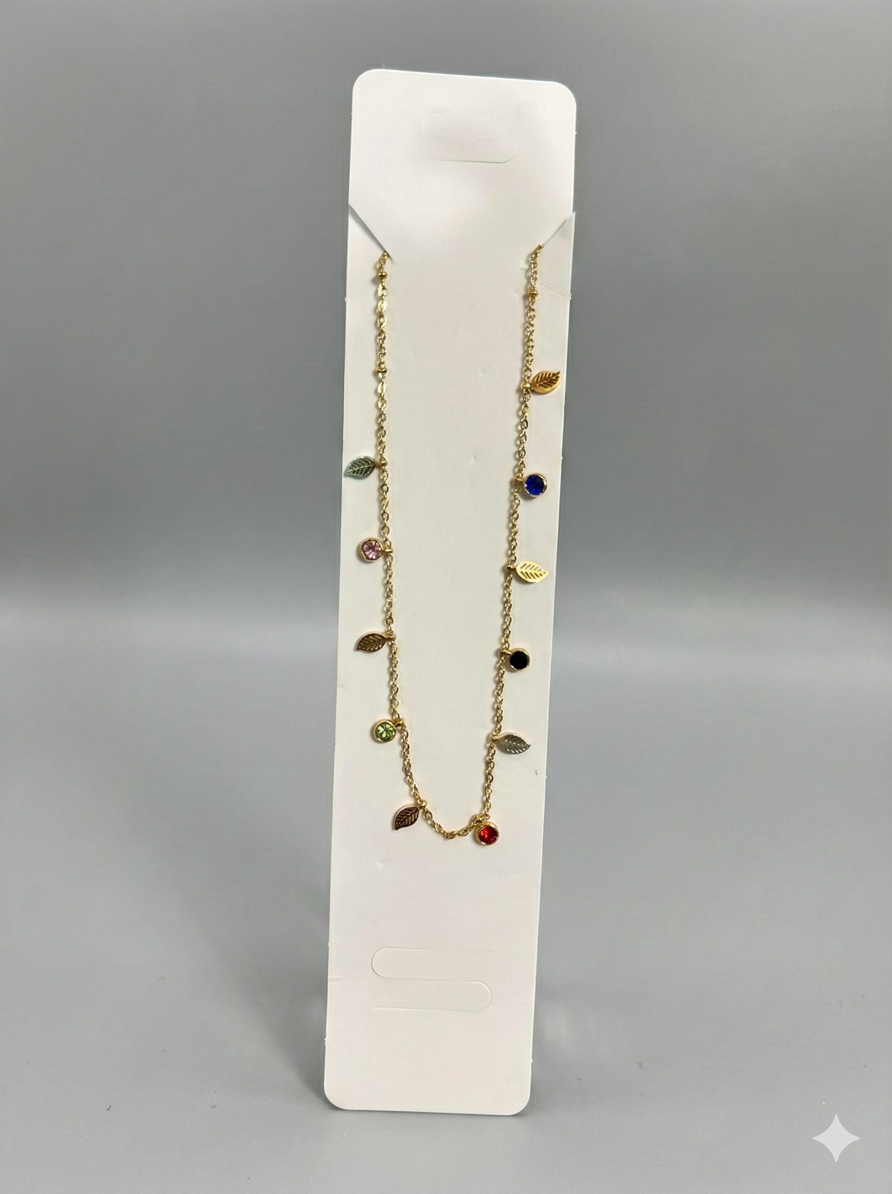 Daily Use Elegant Leaf & Gem Charm Necklace