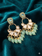 Beaded Mirror Chandbali Earrings
