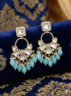 Beaded Mirror Chandbali Earrings