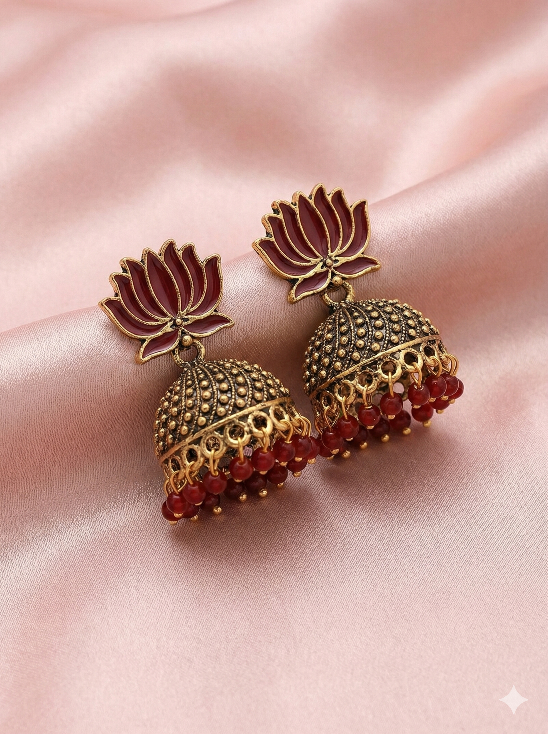Lotus Jhumka Earrings