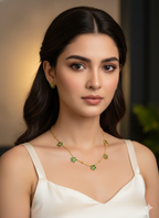 Emerald Green Floral Choker Set – Necklace + Earrings