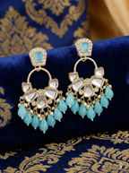 Beaded Mirror Chandbali Earrings