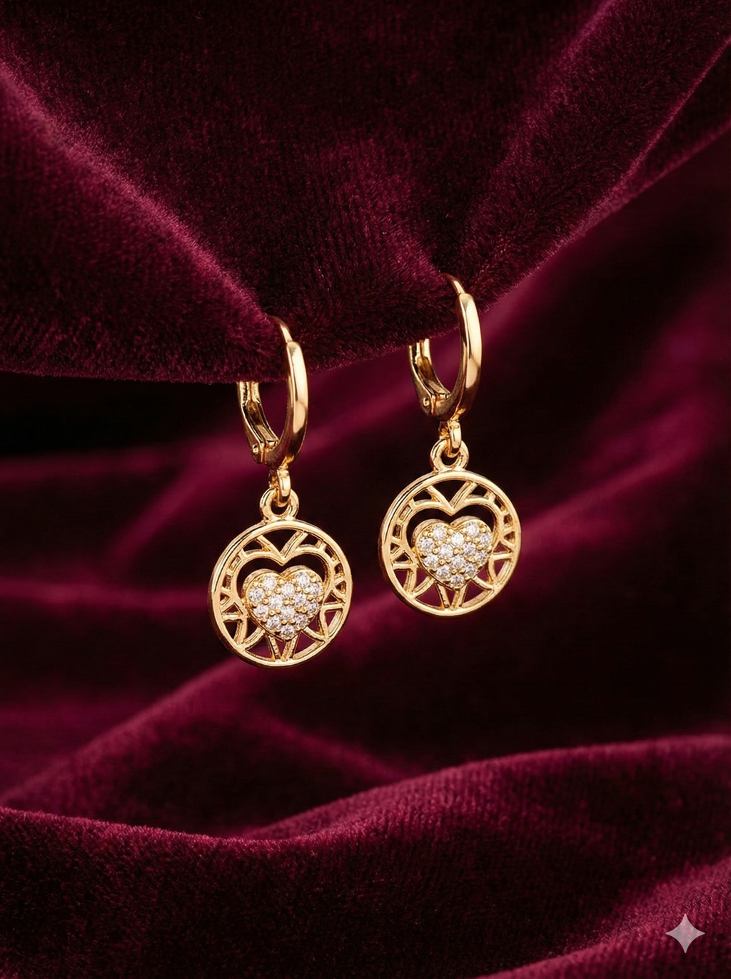 Heart Charm Drop Earrings