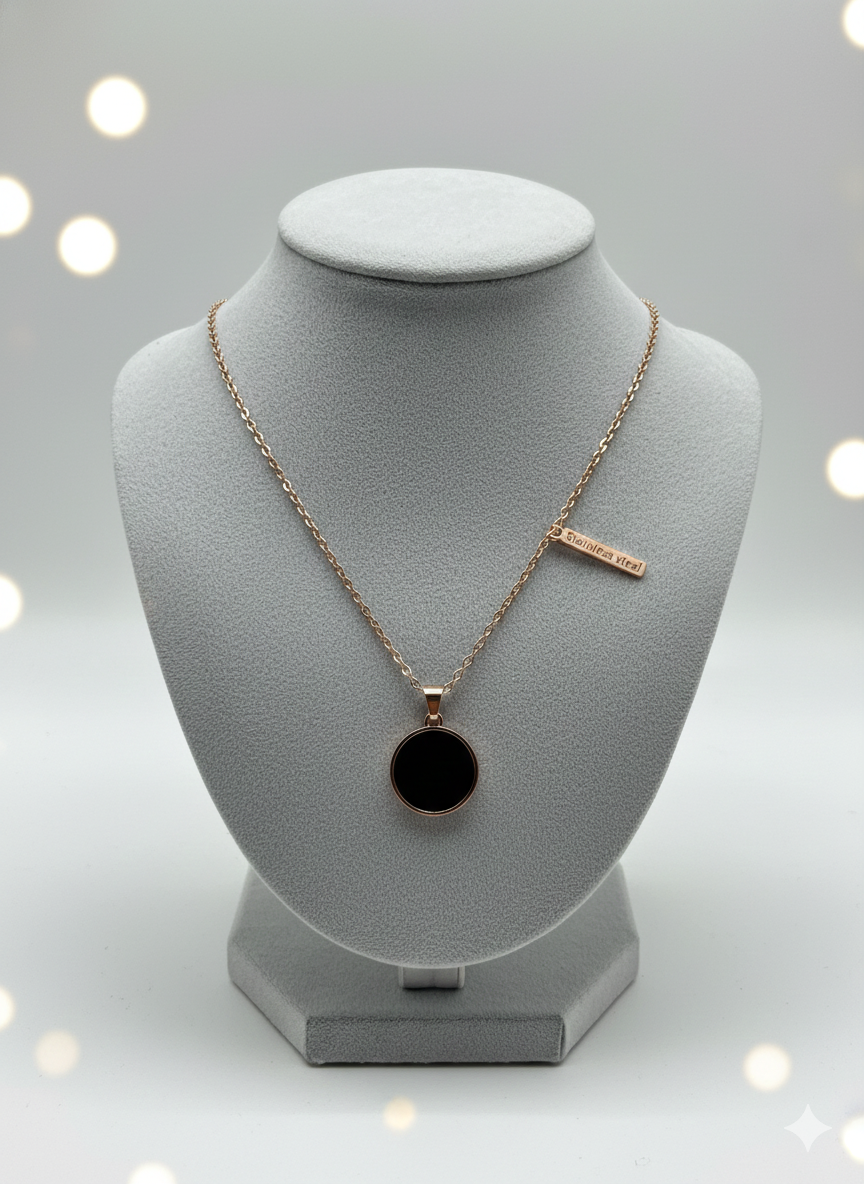 Black Round Pendant Necklace