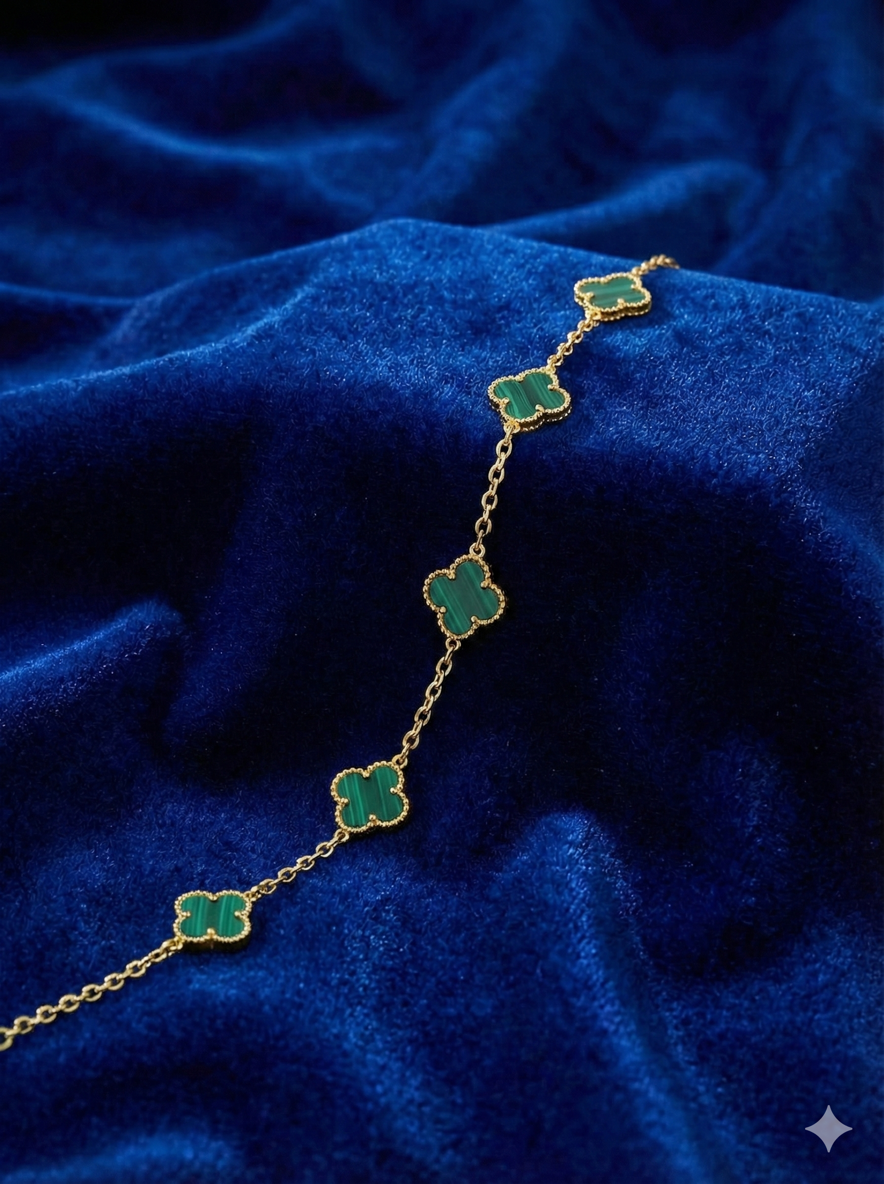 Emerald Green Clover Stainless Steel Bracelet