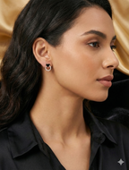 Black Heart Crystal Hoop Stud Earrings