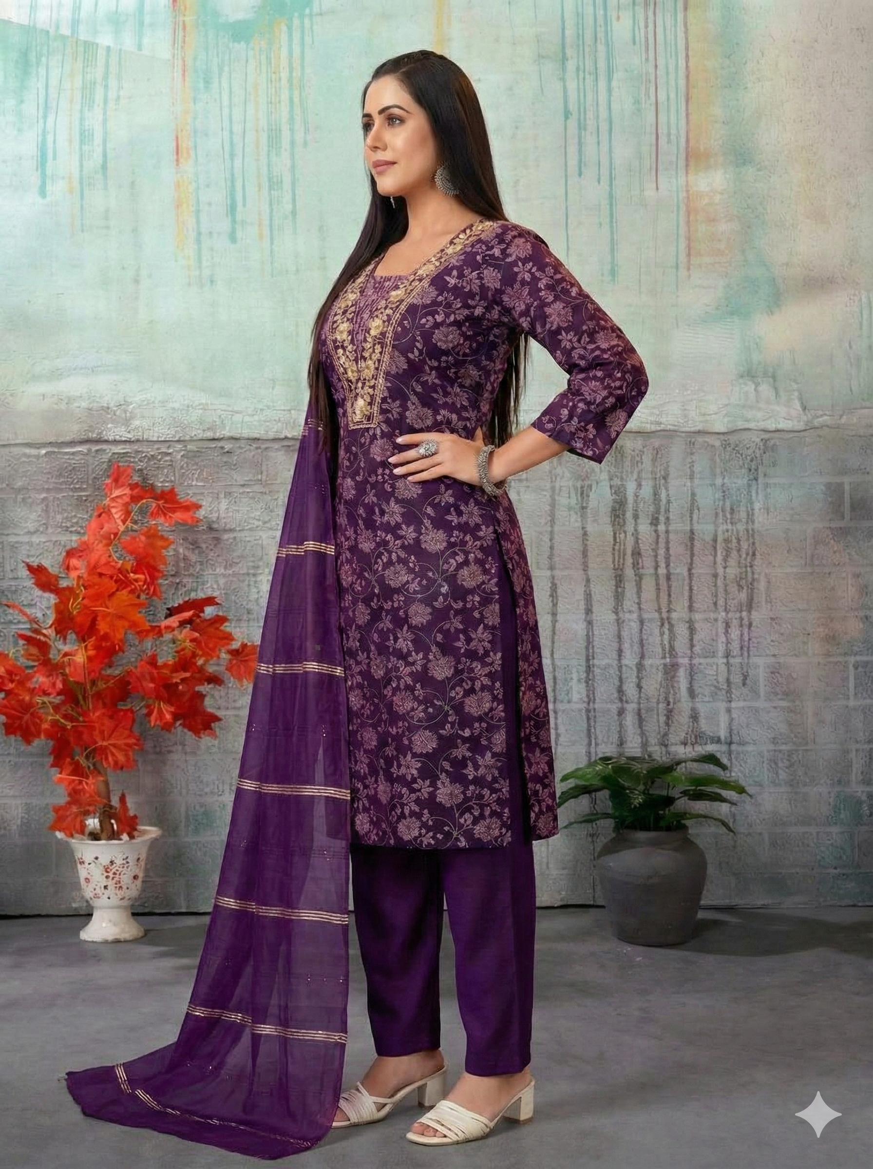 Bloom Embroidered Kurti Set