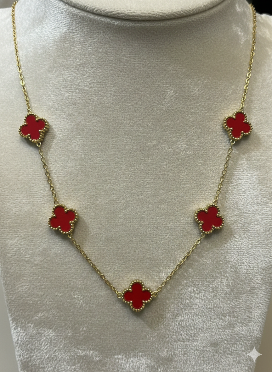 Red Clover Enamel Necklace