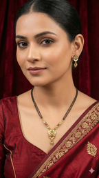 Temple Inspired Ruby & Emerald Mangal Sutra Set