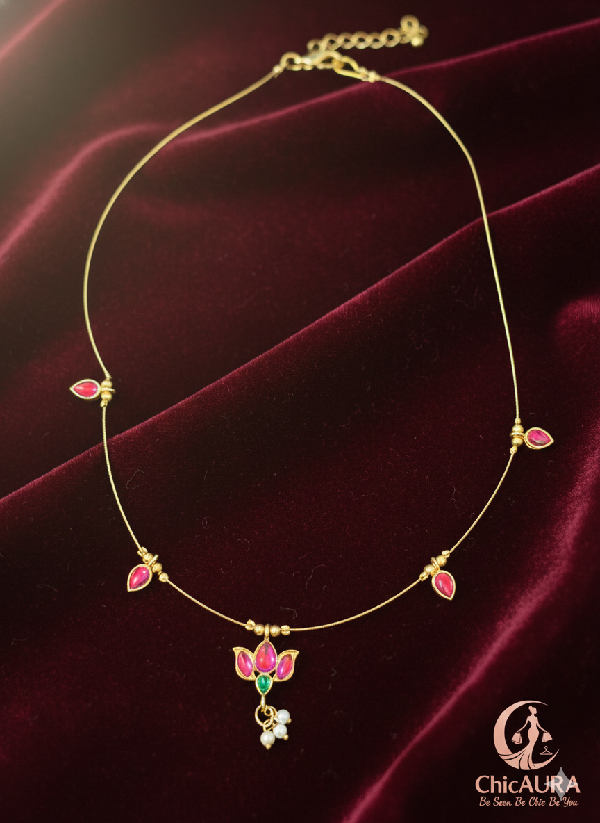 Ruby Lotus Invisible Necklace