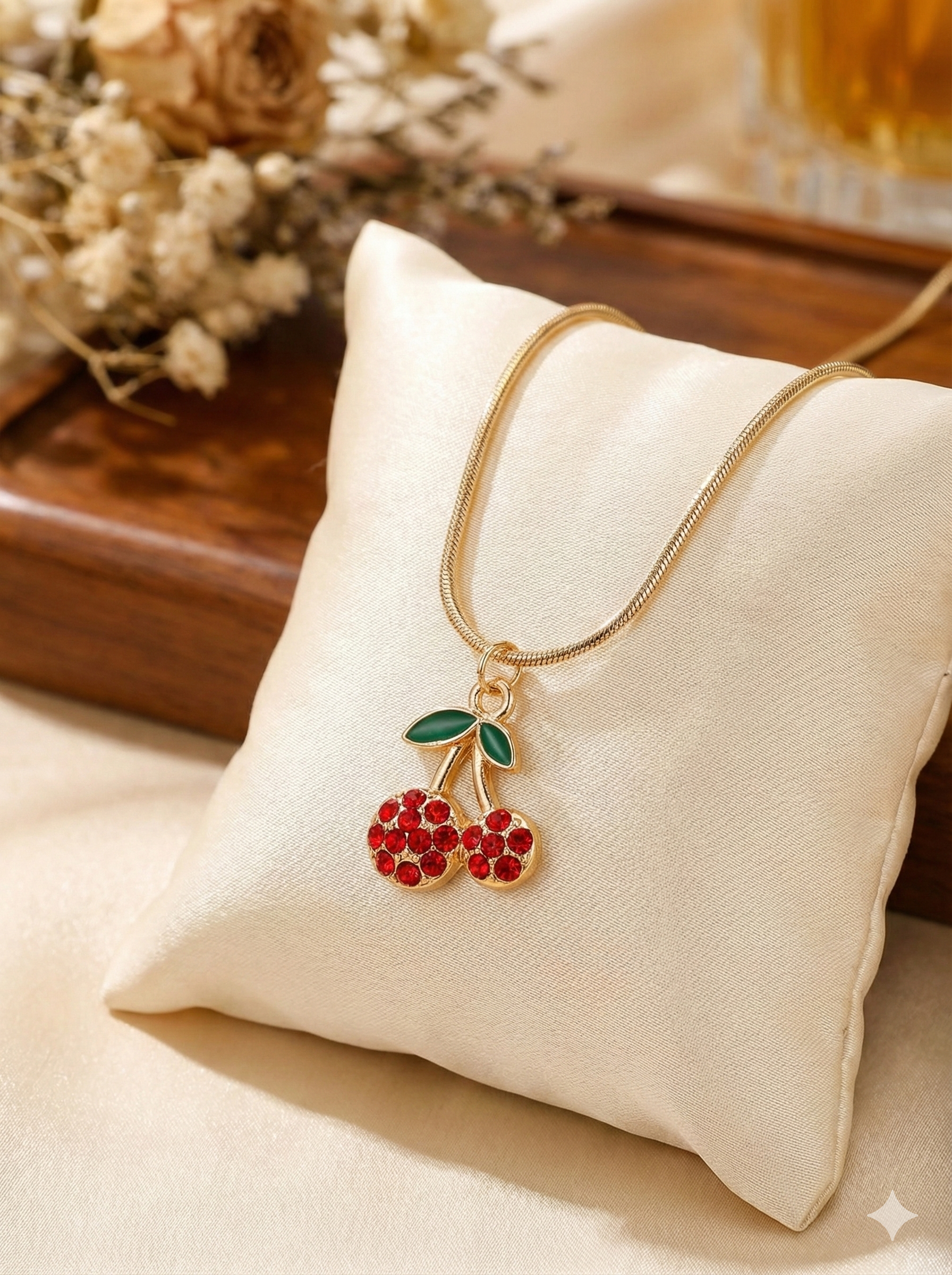 Crystal Cherry Pendant Necklace